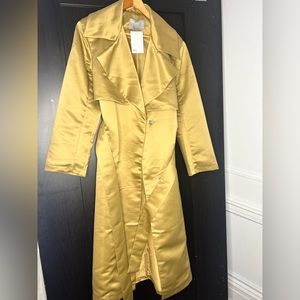 Asos Gold Satin Trench Belted Coat